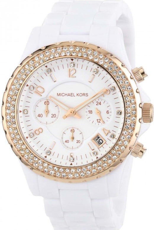 Michael Kors Ceramic White Dial White Steel Strap Watch for Women - MK5269