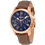  Shop Authentic Fossil Pilot 54 Chronograph Blue Dial Brown Leather Strap Watch for Men - FS5204 - Luxxuri