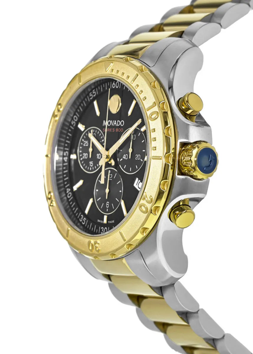  Shop Authentic Movado Series 800 Chronograph Black Dial Two Tone Steel Strap Watch For Men - 2600138 - Luxxuri