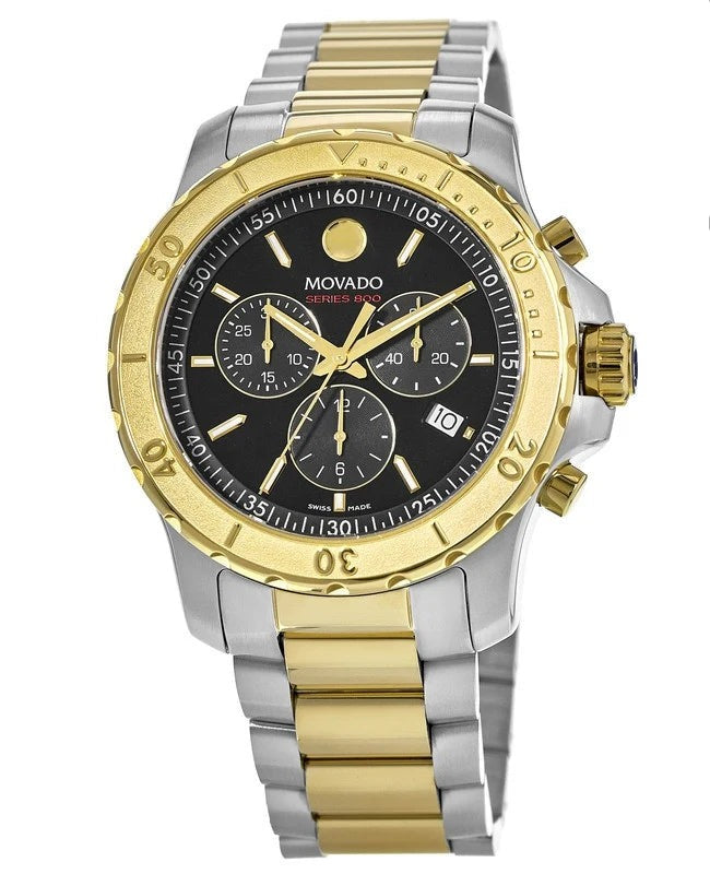  Shop Authentic Movado Series 800 Chronograph Black Dial Two Tone Steel Strap Watch For Men - 2600138 - Luxxuri