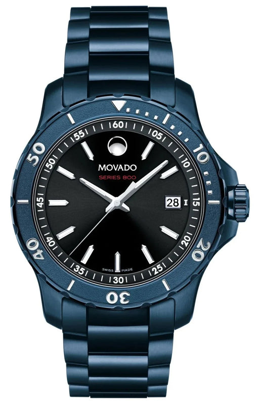  Shop Authentic Movado Series 800 Black Dial Blue Ion Plated Steel Strap Watch for Men - 2600139 - Luxxuri
