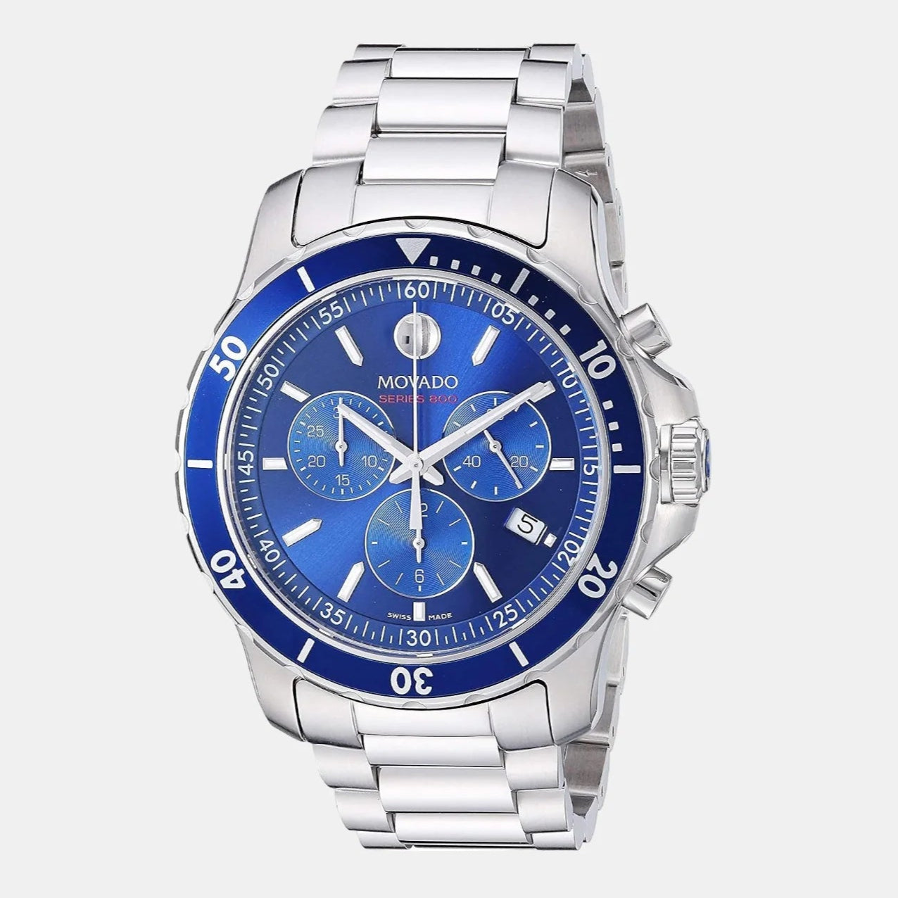  Shop Authentic Movado Series 800 Chronograph Blue Dial Silver Steel Strap Watch For Men - 2600141 - Luxxuri