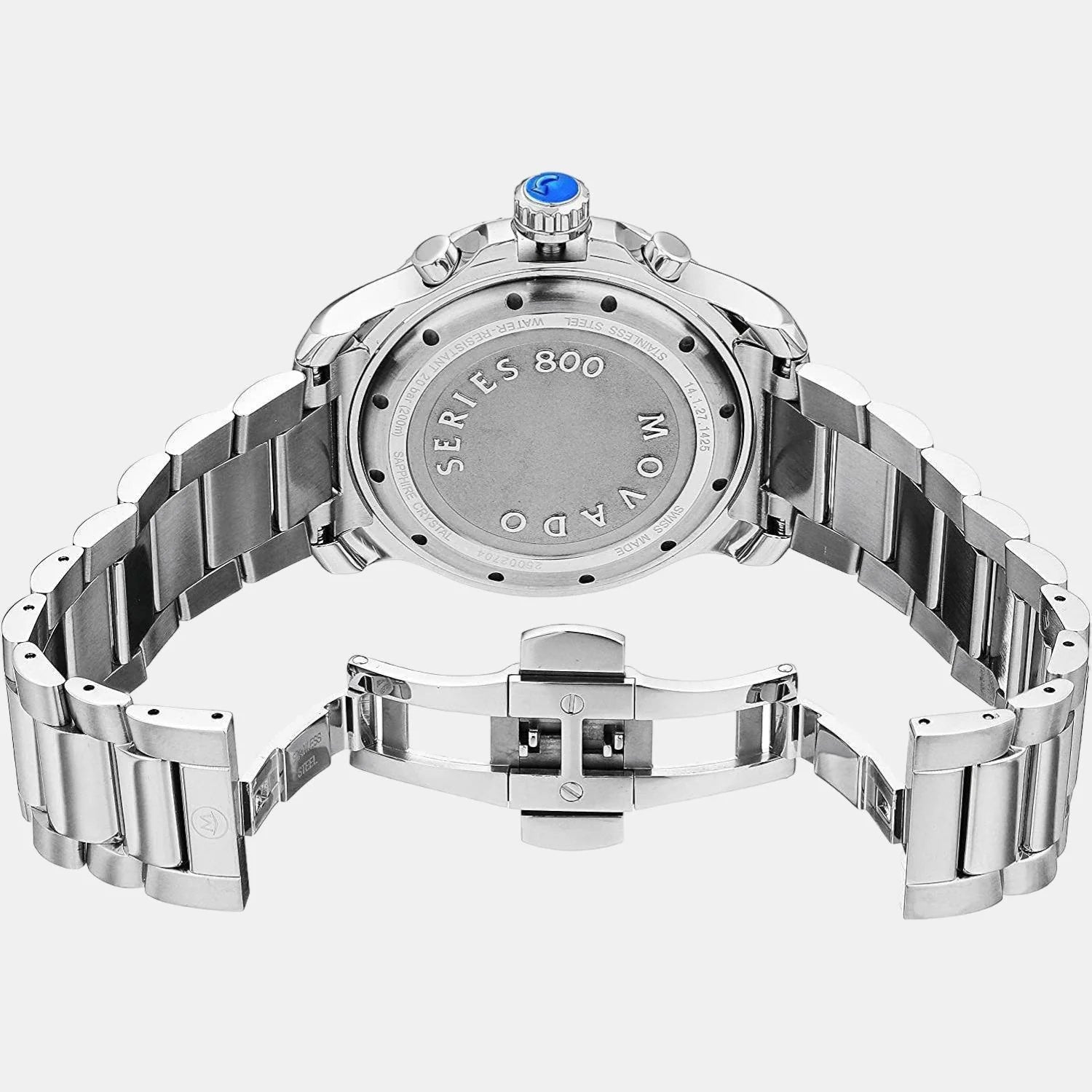  Shop Authentic Movado Series 800 Chronograph Blue Dial Silver Steel Strap Watch For Men - 2600141 - Luxxuri