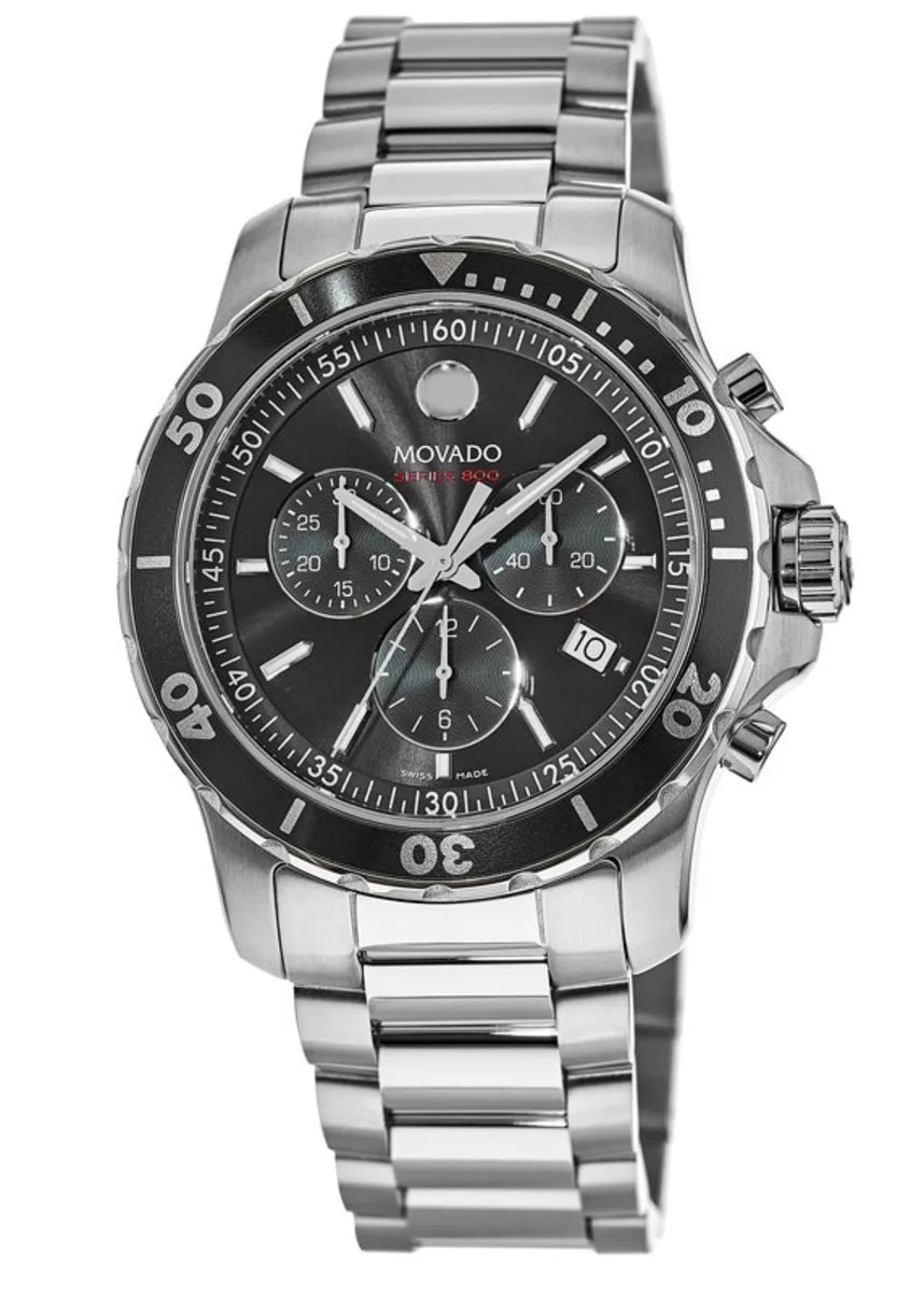  Shop Authentic Movado Series 800 Chronograph Black Dial Silver Steel Strap Watch For Men - 2600142 - Luxxuri