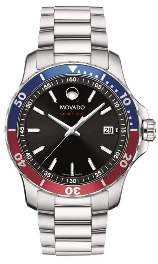  Shop Authentic Movado Series 800 Pepsi Black Dial Silver Steel Strap Watch for Men - 2600152 - Luxxuri