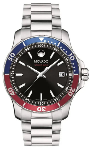  Shop Authentic Movado Series 800 Pepsi Black Dial Silver Steel Strap Watch for Men - 2600152 - Luxxuri