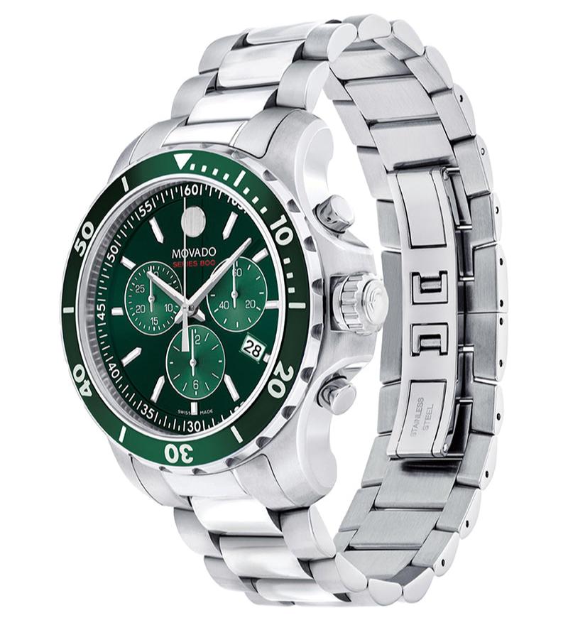  Shop Authentic Movado Series 800 Chronograph Green Dial Silver Steel Strap Watch for Men - 2600179 - Luxxuri