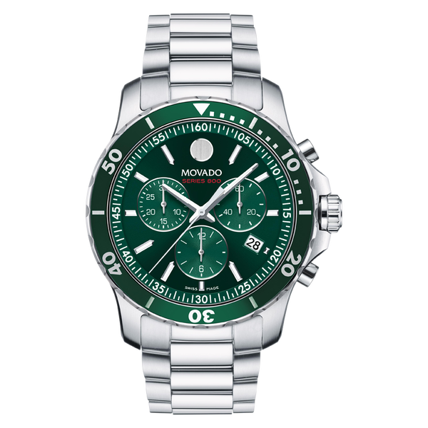  Shop Authentic Movado Series 800 Chronograph Green Dial Silver Steel Strap Watch for Men - 2600179 - Luxxuri