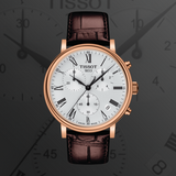  Shop Authentic Tissot Carson Premium Chronograph Silver Dial Brown Leather Strap Watch For Men - T122.417.36.033.00 - Luxxuri