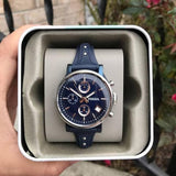  Shop Authentic Fossil Boyfriend Sport Chronograph Blue Dial Blue Leather Strap Watch for Women - ES4113 - Luxxuri