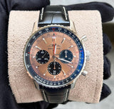  Shop Authentic Breitling Navitimer B01 Chronograph 43 Brown Dial Black Leather Strap Watch for Men - AB0138241K1P1 - Luxxuri