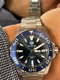  Shop Authentic Tag Heuer Aquaracer Blue Dial Quartz Silver Steel Strap Watch for Men - WAY111C.BA0928 - Luxxuri