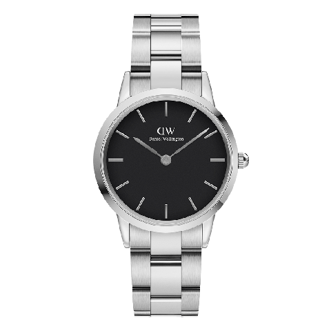  Shop Authentic Daniel Wellington Iconic Link Black Dial Silver Steel Strap Watch For Women - DW00100206 - Luxxuri