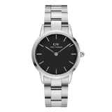  Shop Authentic Daniel Wellington Iconic Link Black Dial Silver Steel Strap Watch For Women - DW00100206 - Luxxuri