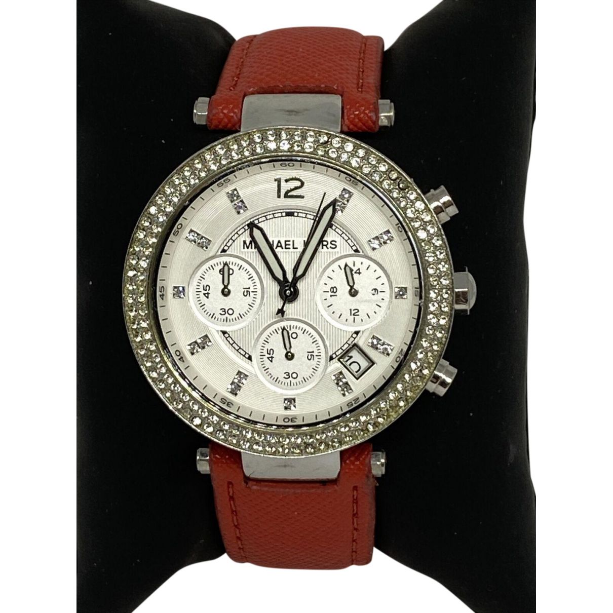  Shop Authentic Michael Kors Parker Silver Dial Red Leather Strap Watch for Women - MK2278 - Luxxuri