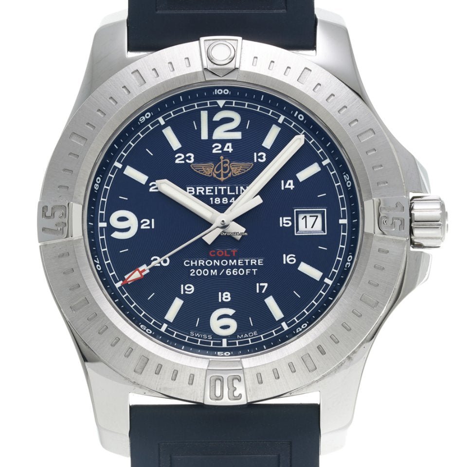 Shop Authentic Breitling Colt Automatic 44mm Blue Dial Rubber Strap Mens Watch - A1738811-C906-157S - Luxxuri
