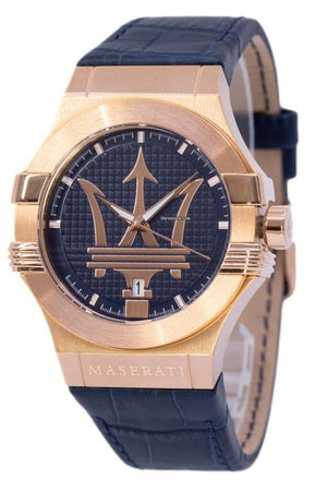  Shop Authentic Maserati Potenza 42mm Rose Gold & Blue Dial Blue Leather Strap Watch For Men - R8851108027 - Luxxuri