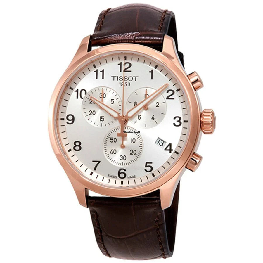  Shop Authentic Tissot Chrono XL Classic Silver Dial Brown Leather Strap Watch For Men - T116.617.36.037.00 - Luxxuri