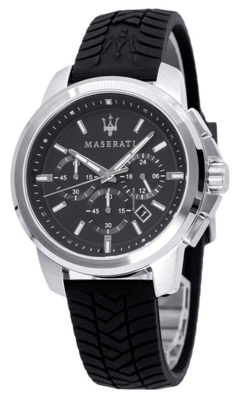  Shop Authentic Maserati Successo Chronoraph Black Dial Black Silicon Strap Watch For Men - R8871621014 - Luxxuri