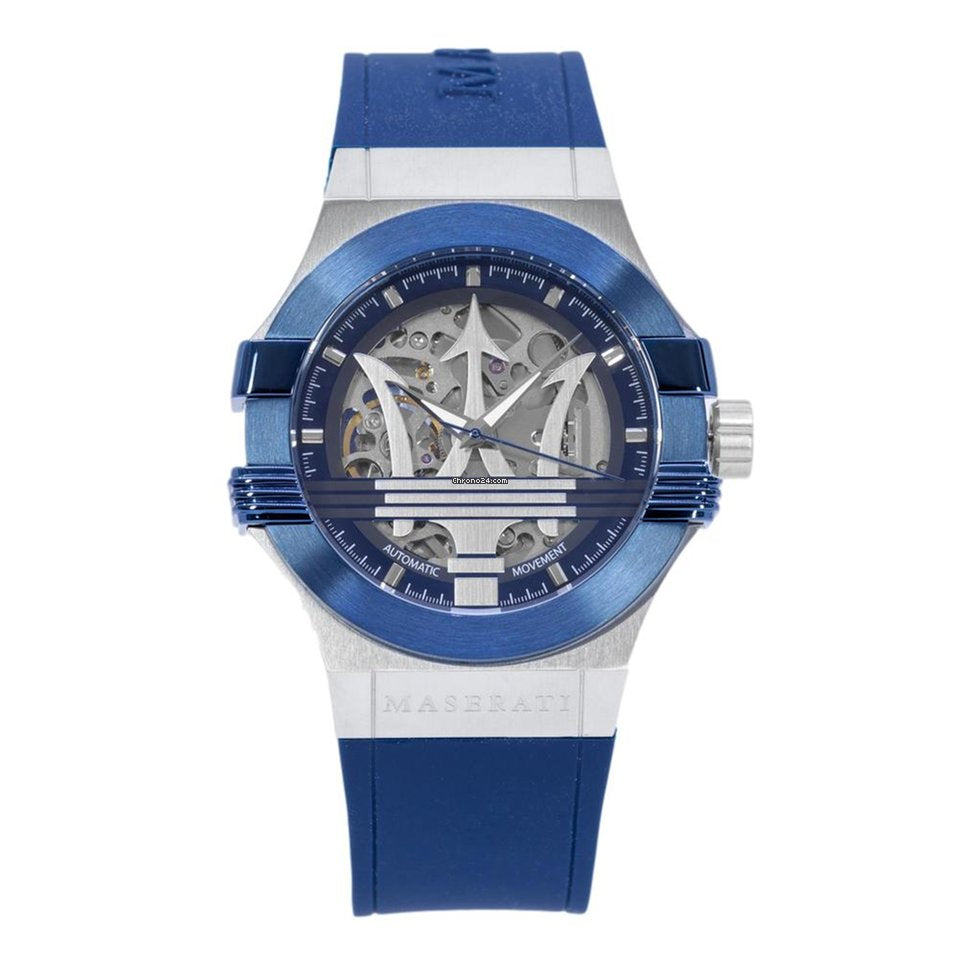  Shop Authentic Maserati Potenza Skeleton Dial Quartz Blue Silicon Watch For Men - R8821108028 - Luxxuri