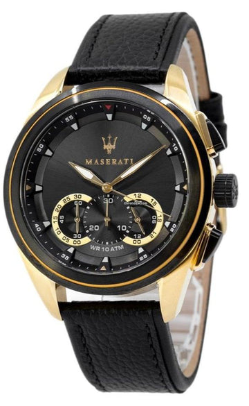  Shop Authentic Maserati Traguardo Chronograph Black Dial Black Leather Strap Watch For Men - R8871612033 - Luxxuri