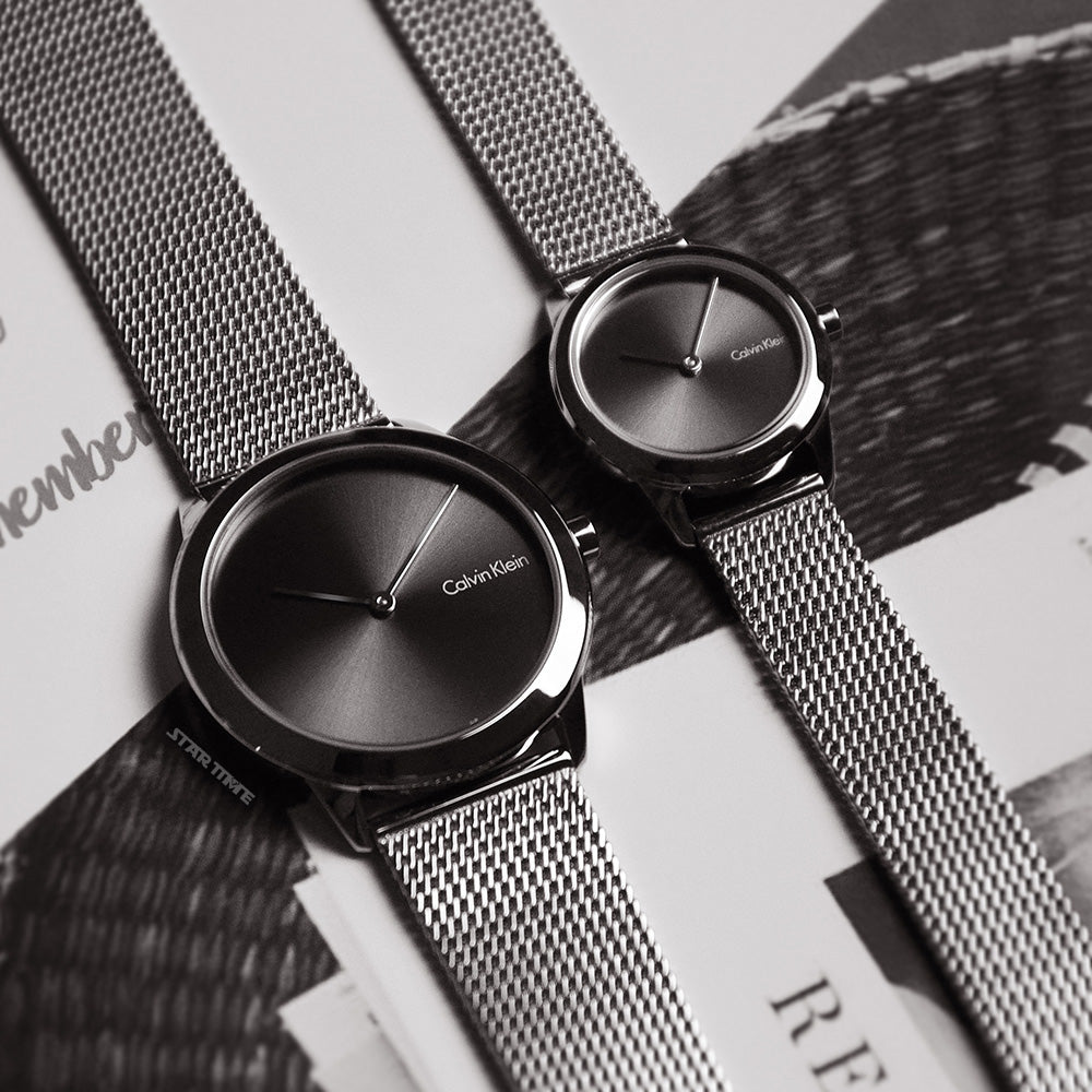  Shop Authentic Calvin Klein Minimal Grey Dial Silver Mesh Bracelet Watch for Women - K3M231Y3 - Luxxuri