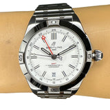  Shop Authentic Breitling Chronomat GMT 40 White Dial Silver Steel Strap Watch for Men - A32398101A1A1 - Luxxuri