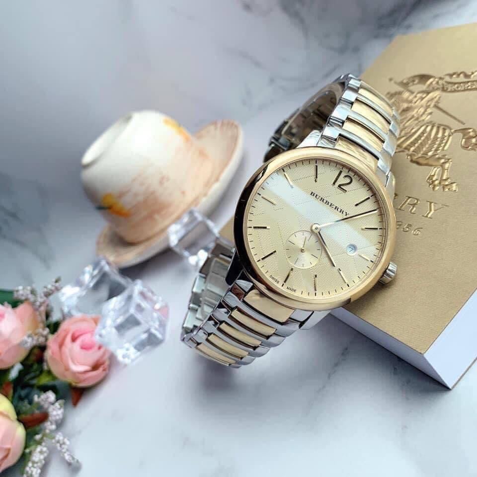  Shop Authentic Burberry The Classic Gold Dial Two Tone Steel Strap Watch for Men - BU10011 - Luxxuri