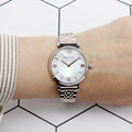 Emporio Armani Gianni T-Bar Mother of Pearl Dial Two Tone Steel Strap Watch For Women - AR1987