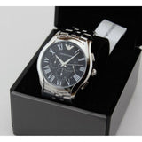  Shop Authentic Emporio Armani Classic Chronograph Black Dial Silver Steel Strap Watch For Men - AR1786 - Luxxuri