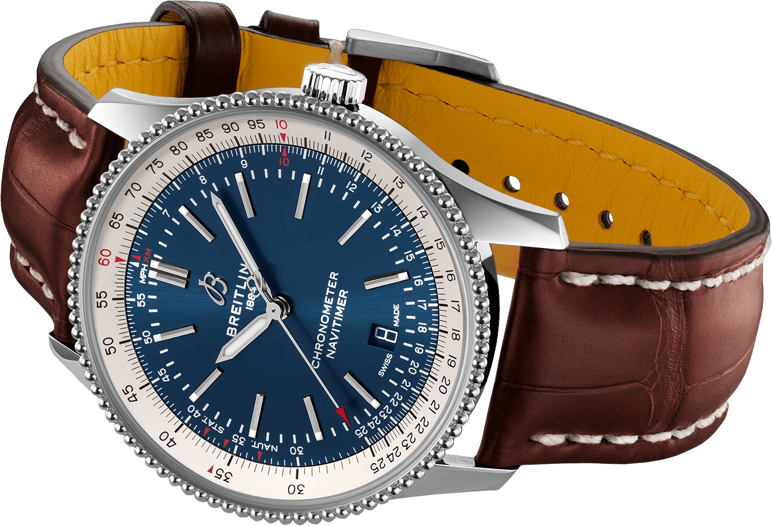  Shop Authentic Breitling Navitimer 1 Automatic 41mm Blue Dial Brown Leather Strap Mens Watch - A17326211C1P1 - Luxxuri