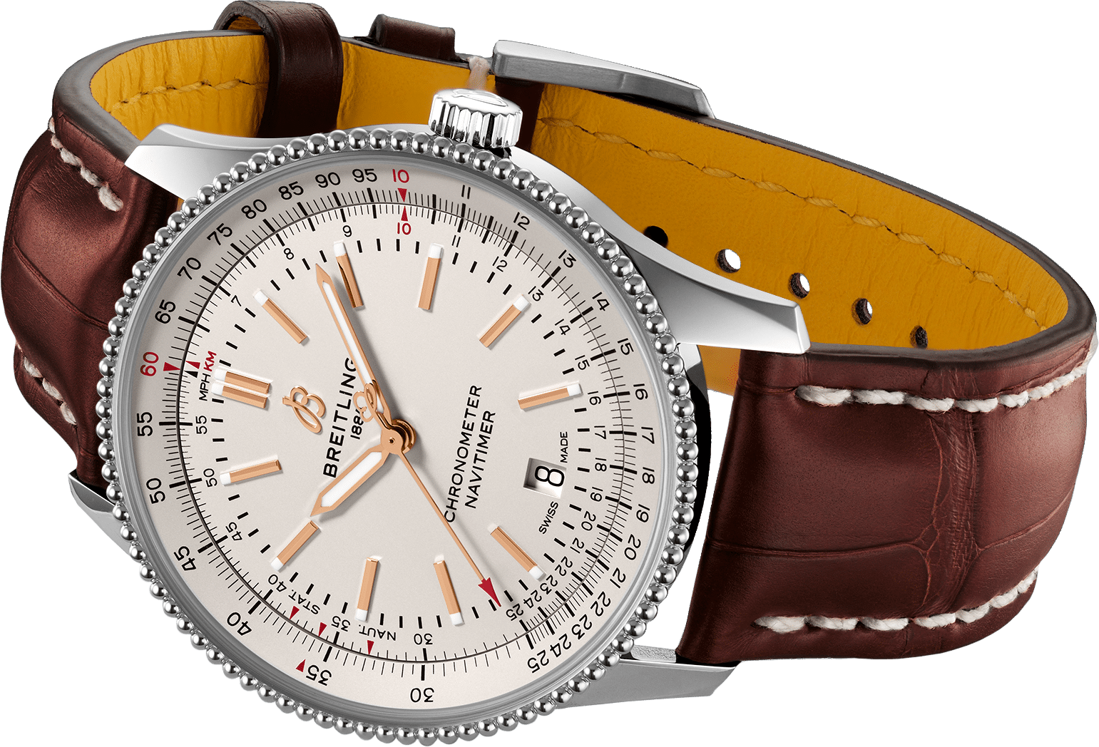  Shop Authentic Breitling Navitimer 1 Automatic 41mm White Dial Brown Leather Strap Mens Watch - A17326211G1P1 - Luxxuri