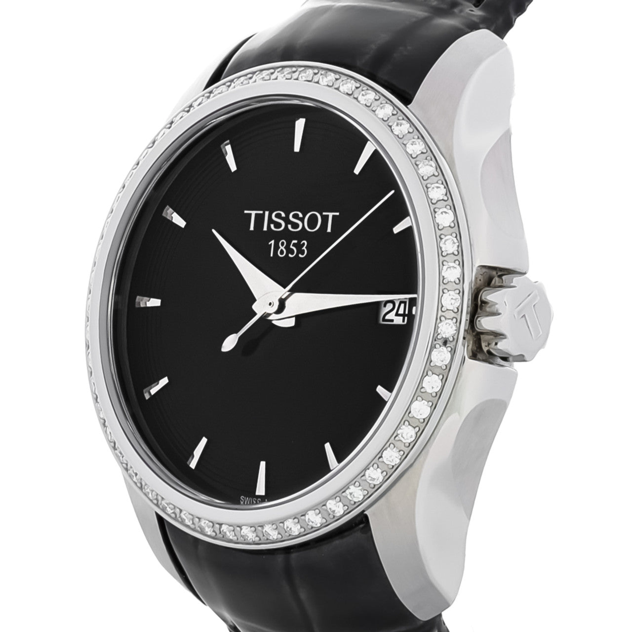  Shop Authentic Tissot T Trend Couturier Diamonds Black Dial Black Leather Strap Watch for Women - T035.210.66.051.00 - Luxxuri