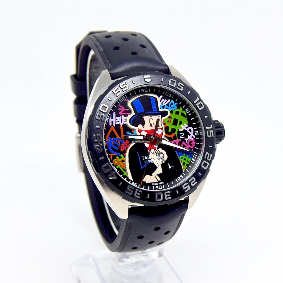 Tag Heuer Formula 1 Alec Monopoly Special Edition Black Rubber Strap Watch for Men - WAZ1117.FT8023