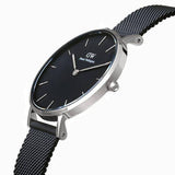  Shop Authentic Daniel Wellington Petite Ashfield Black Dial Black Mesh Strap Watch For Women - DW00100308 - Luxxuri