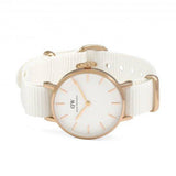  Shop Authentic Daniel Wellington Petite Dover Quartz White Dial White NATO Strap Watch For Women - DW001000313 - Luxxuri