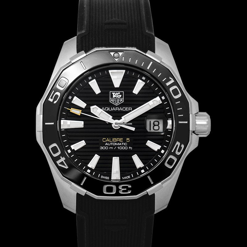  Shop Authentic Tag Heuer Aquaracer Calibre 5 Automatic Black Dial Black Rubber Strap Watch for Men -  WAY211A.FT6151 - Luxxuri
