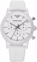  Shop Authentic Emporio Armani Classic Chronograph White Dial White Rubber Strap Watch For Men - AR1054 - Luxxuri
