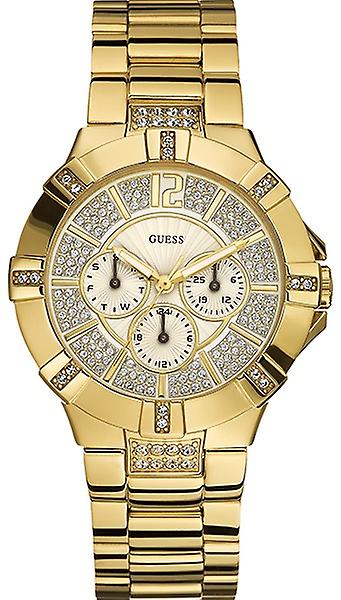  Shop Authentic Guess Vista Diamonds Gold Dial Gold Steel Strap Watch for Women - W13573L1 - Luxxuri