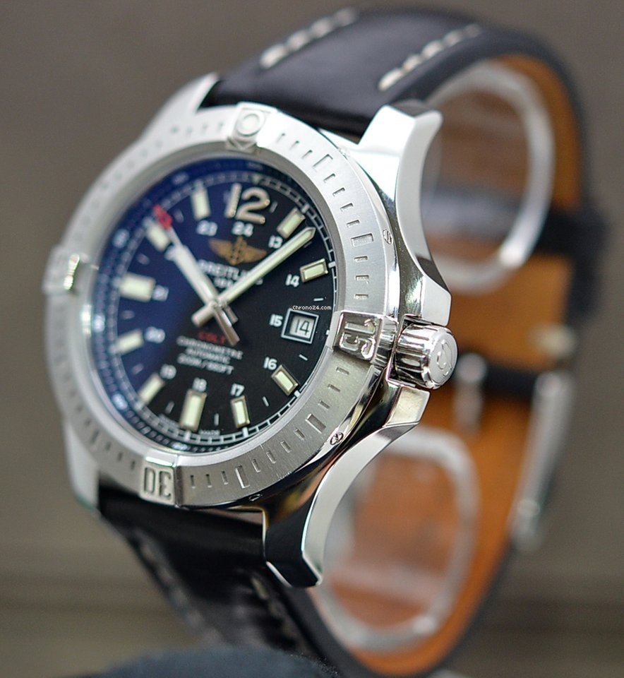 Shop Authentic Breitling Colt Automatic 44mm Black Dial Leather Strap Mens Watch - A1738811/BD44/435X - Luxxuri