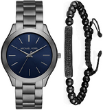  Shop Authentic Michael Kors Slim Runway Blue Dial Grey Steel Strap Watch For Men - MK8584 - Luxxuri