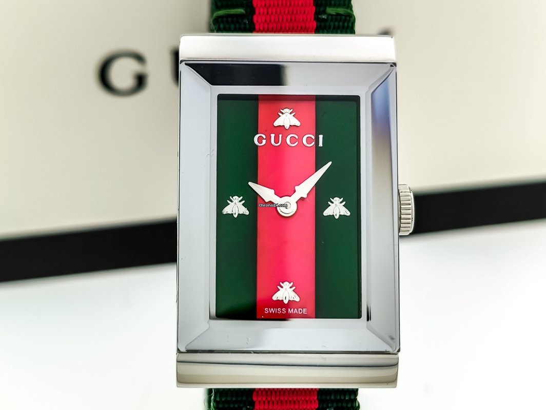  Shop Authentic Gucci G-Frame Mother of Pearl Dial Two Tone Nylon Strap Watch For Women - YA147404 - Luxxuri