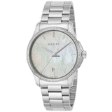  Shop Authentic Gucci G Timeless Mother of Pearl White Dial Silver Steel Strap Watch For Women - YA126444 - Luxxuri