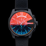  Shop Authentic Diesel Mega Chief Black Dial Black Leather Strap Watch For Men - DZ4323 - Luxxuri