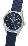  Shop Authentic Tag Heuer Carrera Quartz Diamonds Blue Dial Blue Leather Strap Watch for Women - WAR1114.FC6391 - Luxxuri