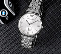  Shop Authentic Emporio Armani Classic Silver Dial Silver Steel Strap Watch For Men - AR1819 - Luxxuri