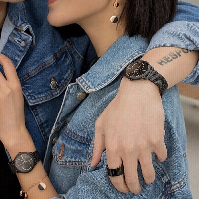  Shop Authentic Calvin Klein Minimal Black Dial Black Mesh Bracelet Watch for Men - K3M5145X - Luxxuri