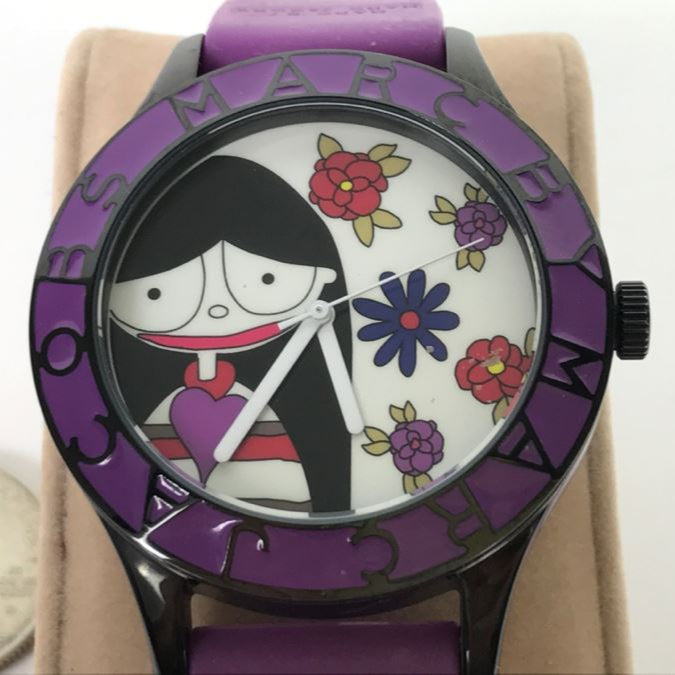 Marc Jacobs Marc White Dial Purple Silicone Strap Watch for Women - MBM5514