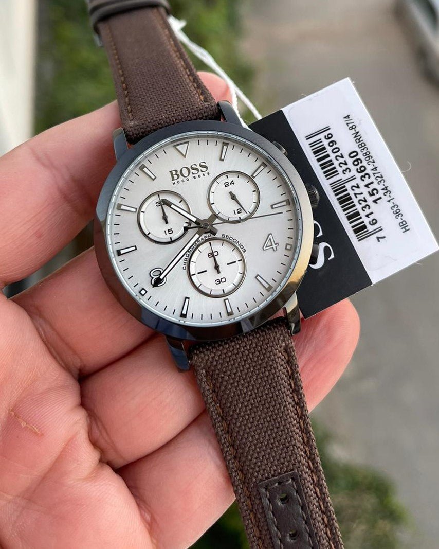  Shop Authentic Hugo Boss Spirit White Dial Brown Nylon Strap Watch for Men - 1513690 - Luxxuri