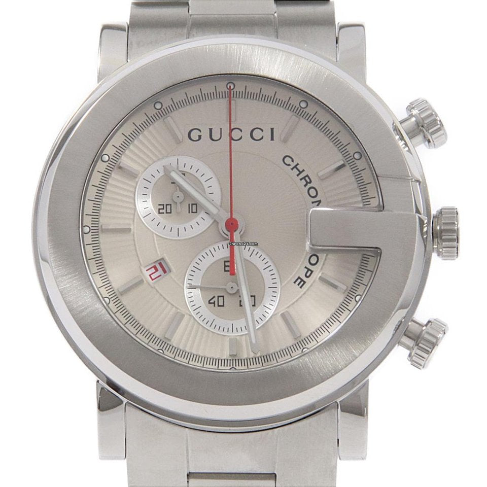  Shop Authentic Gucci G Chrono Chronograph White Dial Silver Steel Strap Watch For Men - YA101339 - Luxxuri